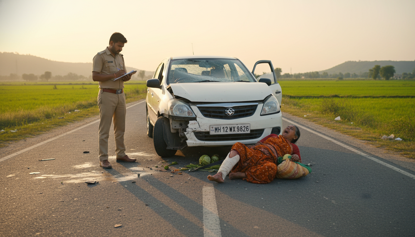 Dighi: Elderly Woman Seriously Injured After Being Hit by Speeding Car; Case Registered Against Driver