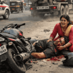 चिखलीत भीषण ‘Hit and Run’: सिग्नलला थांबलेल्या दुचाकीला सिमेंट मिक्सरची धडक; पती गंभीर जखमी, चालक फरार