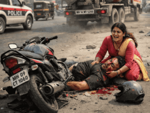 ‘Hit and Run’: सिग्नलला थांबलेल्या दुचाकीला सिमेंट मिक्सरची धडक