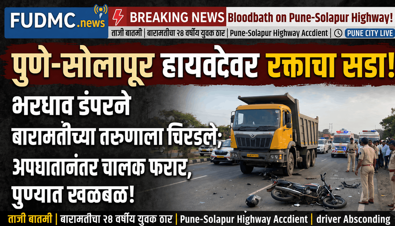 पुणे-सोलापूर महामार्गावर ‘Hit and Run’ ची धक्कादायक घटना