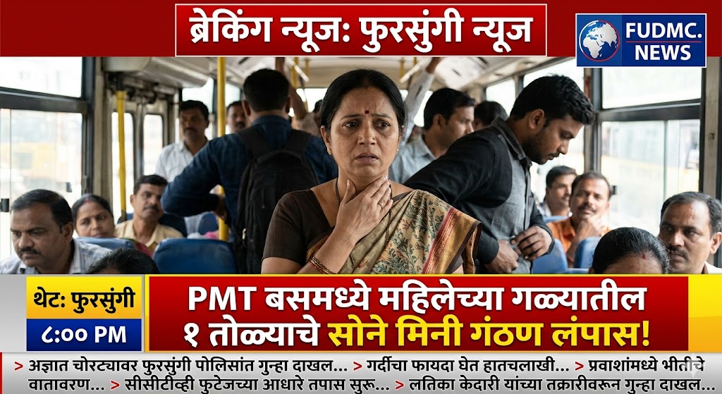 फुरसुंगी न्यूज: पीएमटी बसमध्ये महिलेचे सोन्याचे मिनी गंठण चोरीला